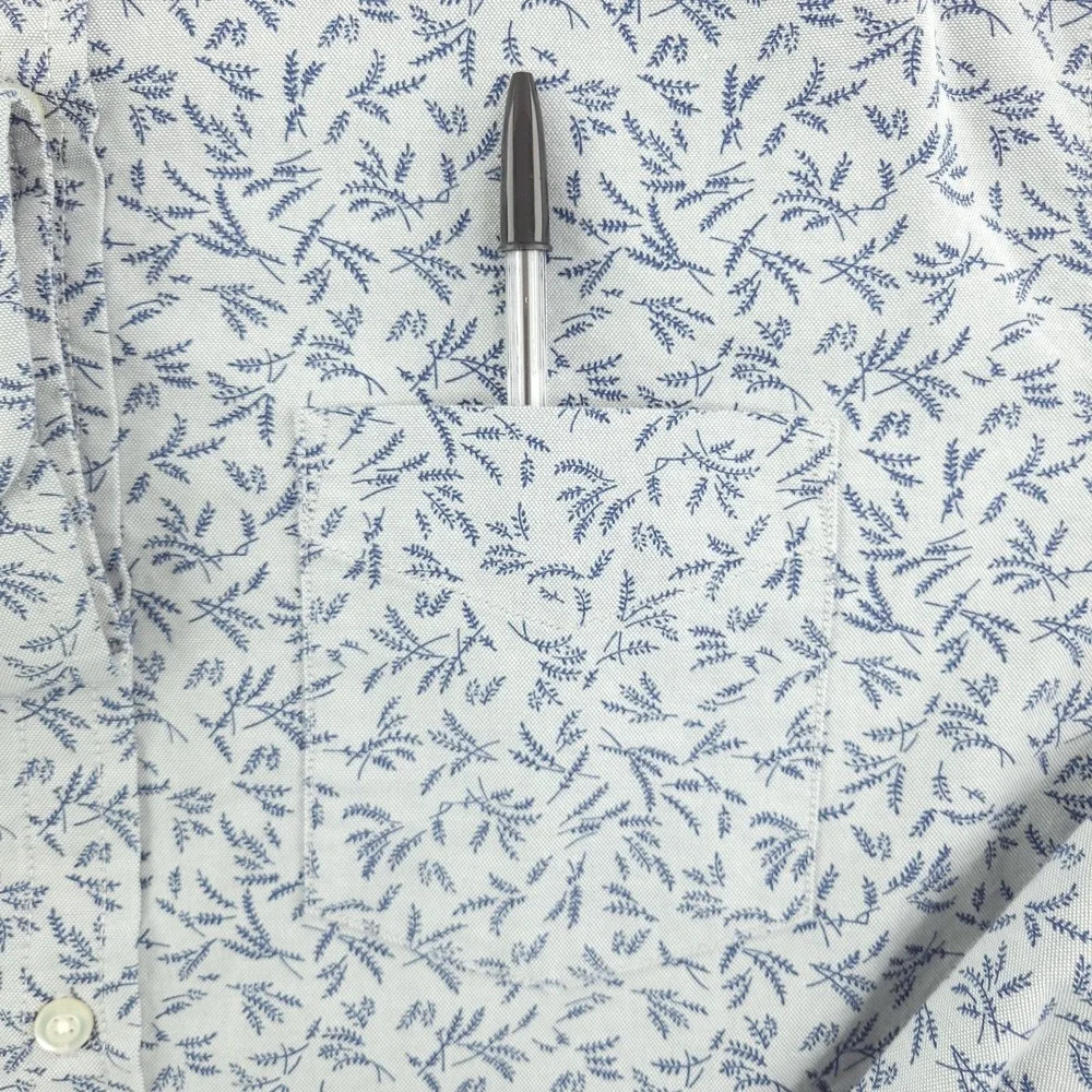 Banana Republic Shirt Mens L Gray Floral Long Sleeve Button Up Slim Fit Casual